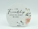 Friendship Vintage Floral Butterfly Sentiment Plaque